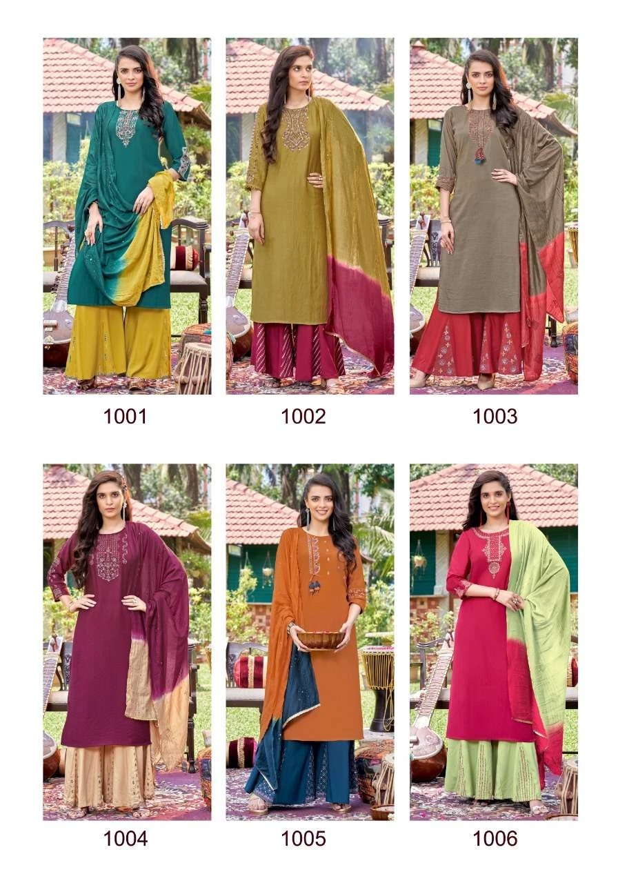 Koodee Sanaya 1 Heavy Chinon Wholesale Readymade Salwar Suit Catalog — Wholesale Salwar Suits, MPA wholesale from Surat — view 7